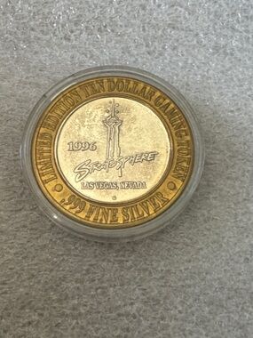 .999 Silver 1996 Stratosphere Gaming Coin Las Vegas, Nevada